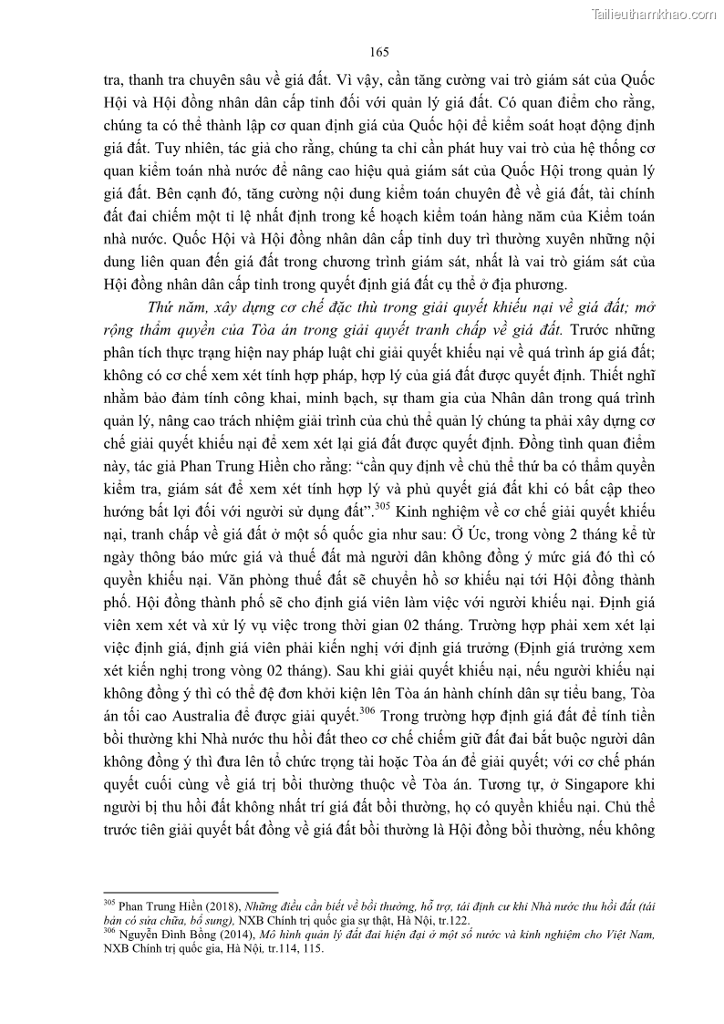 Luận án tiến sĩ luật học Quản lý nhà nước về giá đất - 15 Trang 172