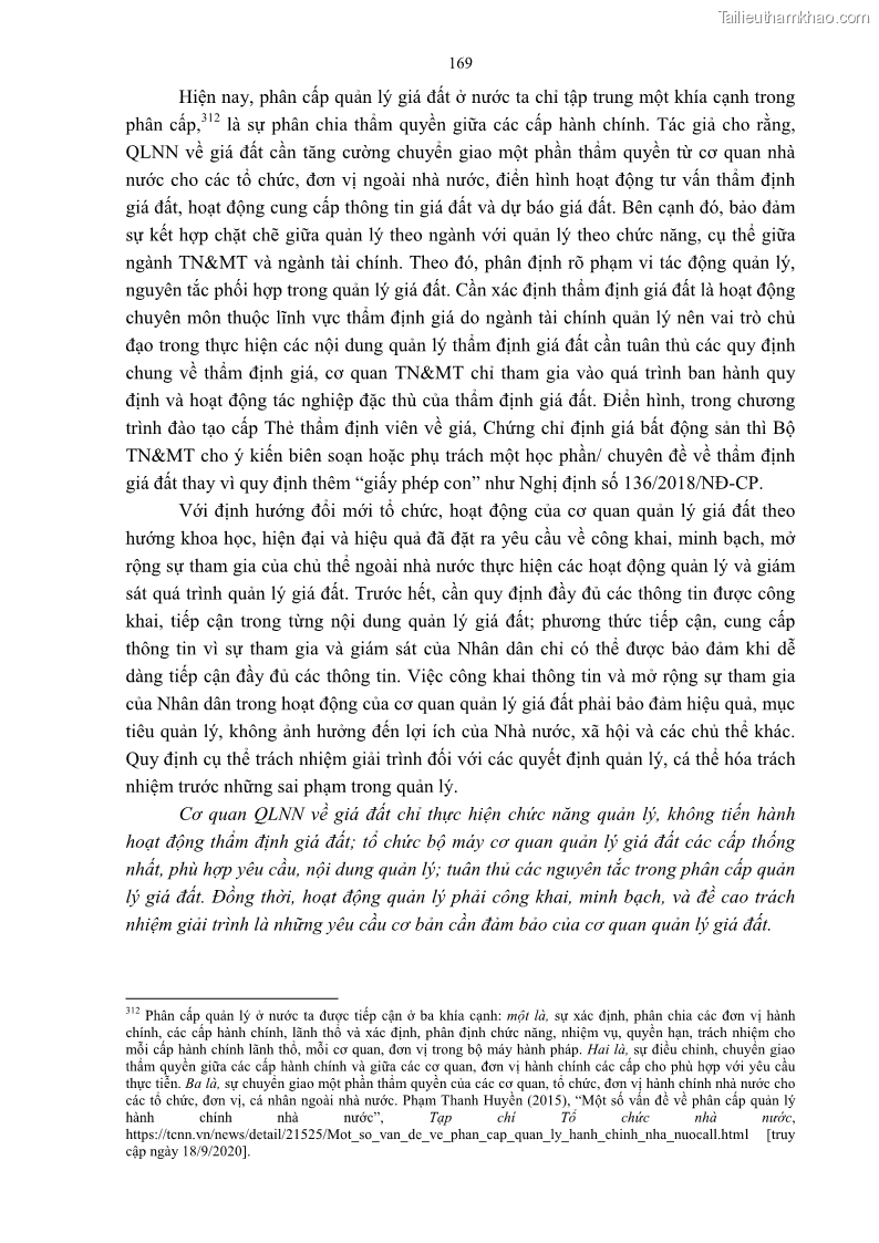 Luận án tiến sĩ luật học Quản lý nhà nước về giá đất - 15 Trang 176