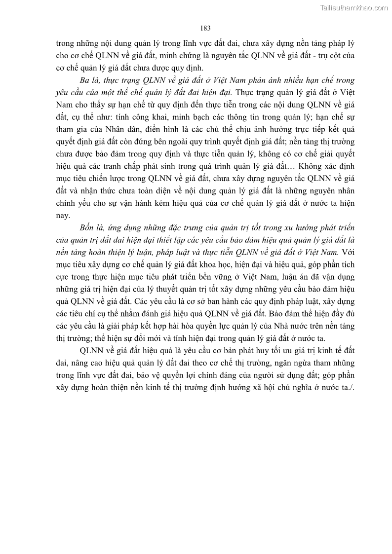 Luận án tiến sĩ luật học Quản lý nhà nước về giá đất - 16 Trang 190