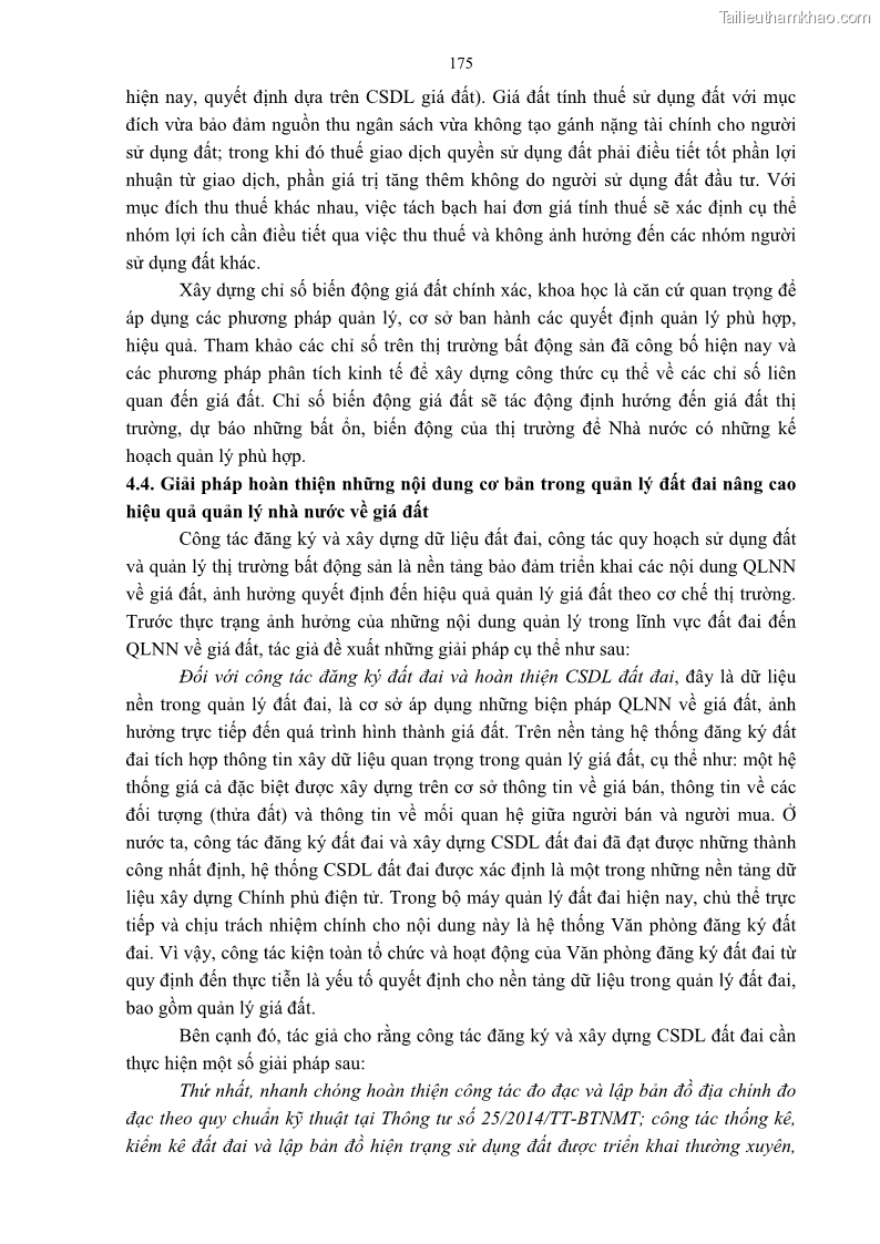 Luận án tiến sĩ luật học Quản lý nhà nước về giá đất - 16 Trang 182