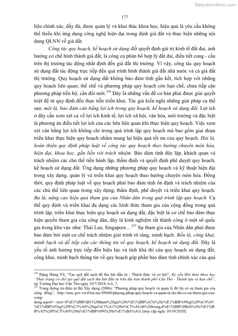 Luận án tiến sĩ luật học Quản lý nhà nước về giá đất - 16 Trang 184