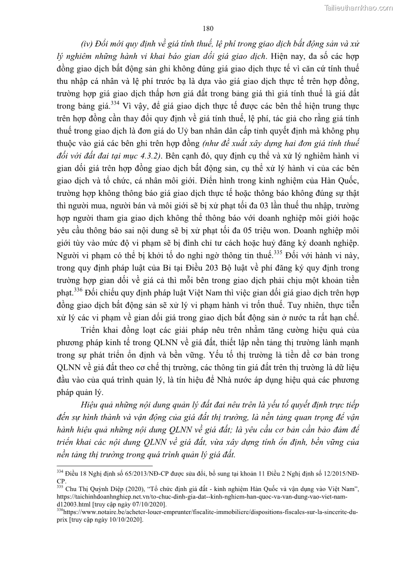 Luận án tiến sĩ luật học Quản lý nhà nước về giá đất - 16 Trang 187