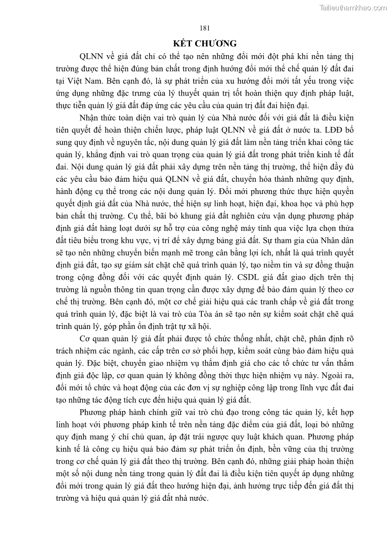 Luận án tiến sĩ luật học Quản lý nhà nước về giá đất - 16 Trang 188