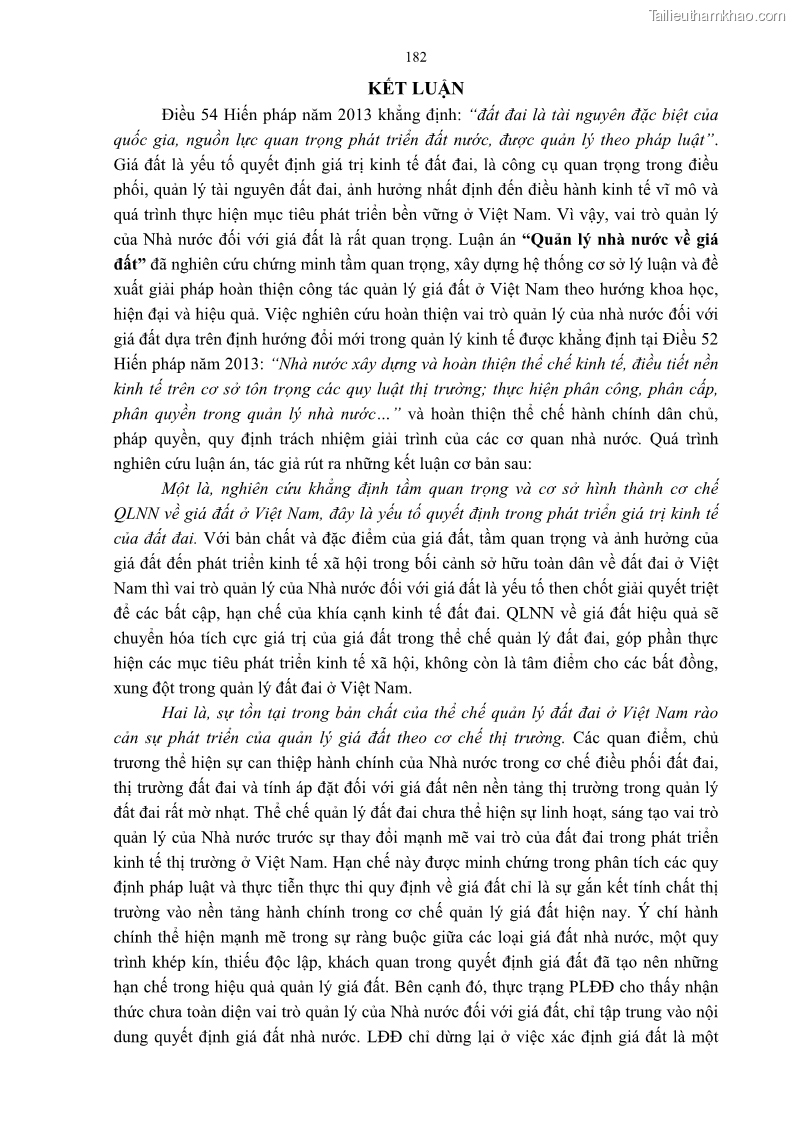 Luận án tiến sĩ luật học Quản lý nhà nước về giá đất - 16 Trang 189
