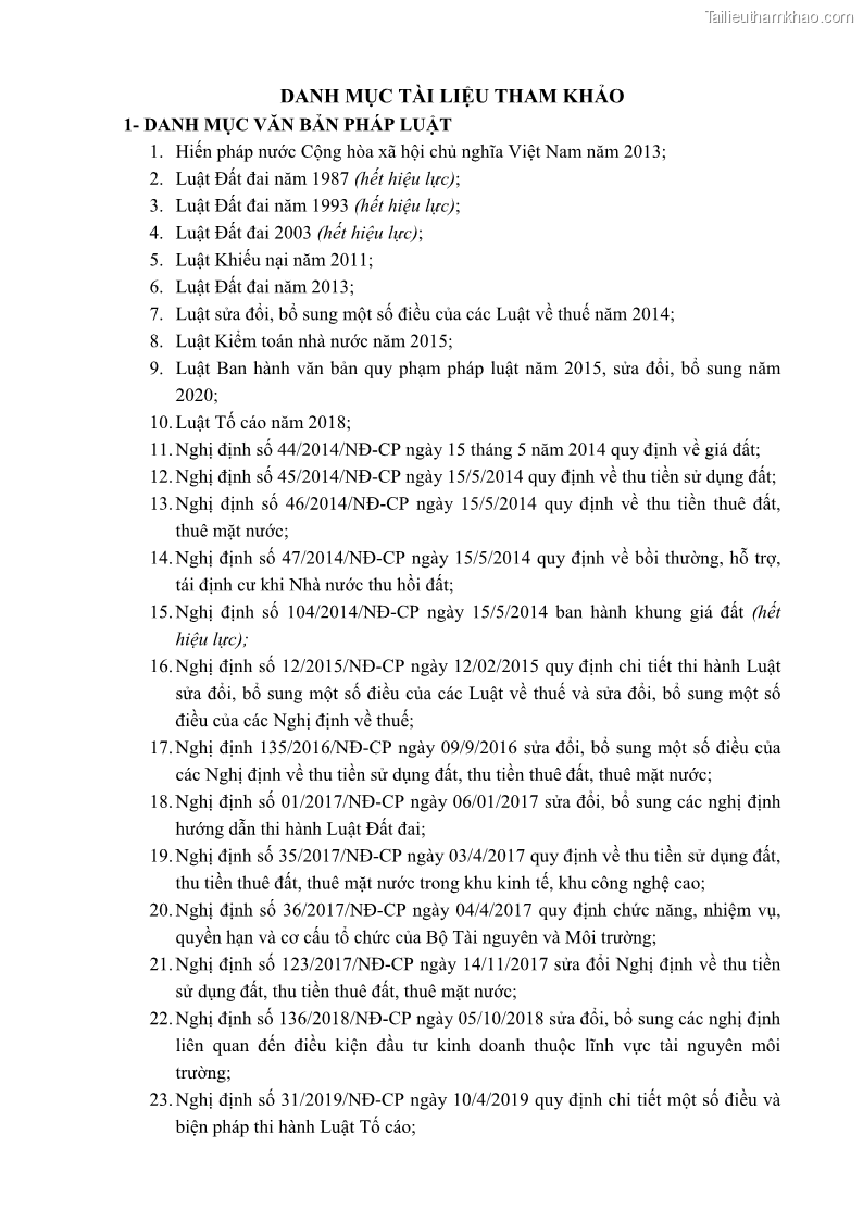 Luận án tiến sĩ luật học Quản lý nhà nước về giá đất - 17 Trang 193