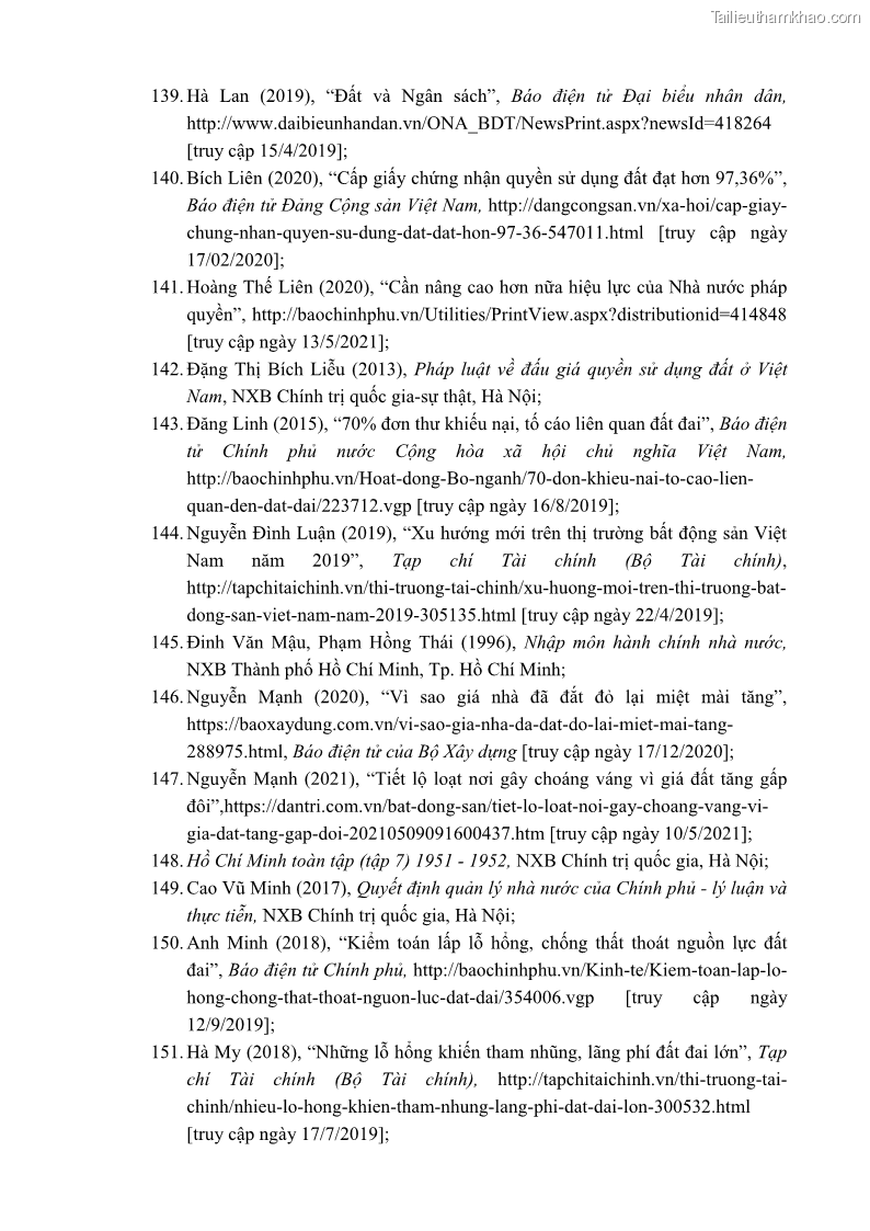 Luận án tiến sĩ luật học Quản lý nhà nước về giá đất - 17 Trang 203