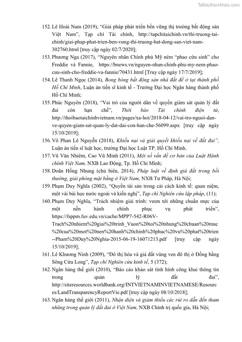 Luận án tiến sĩ luật học Quản lý nhà nước về giá đất - 17 Trang 204