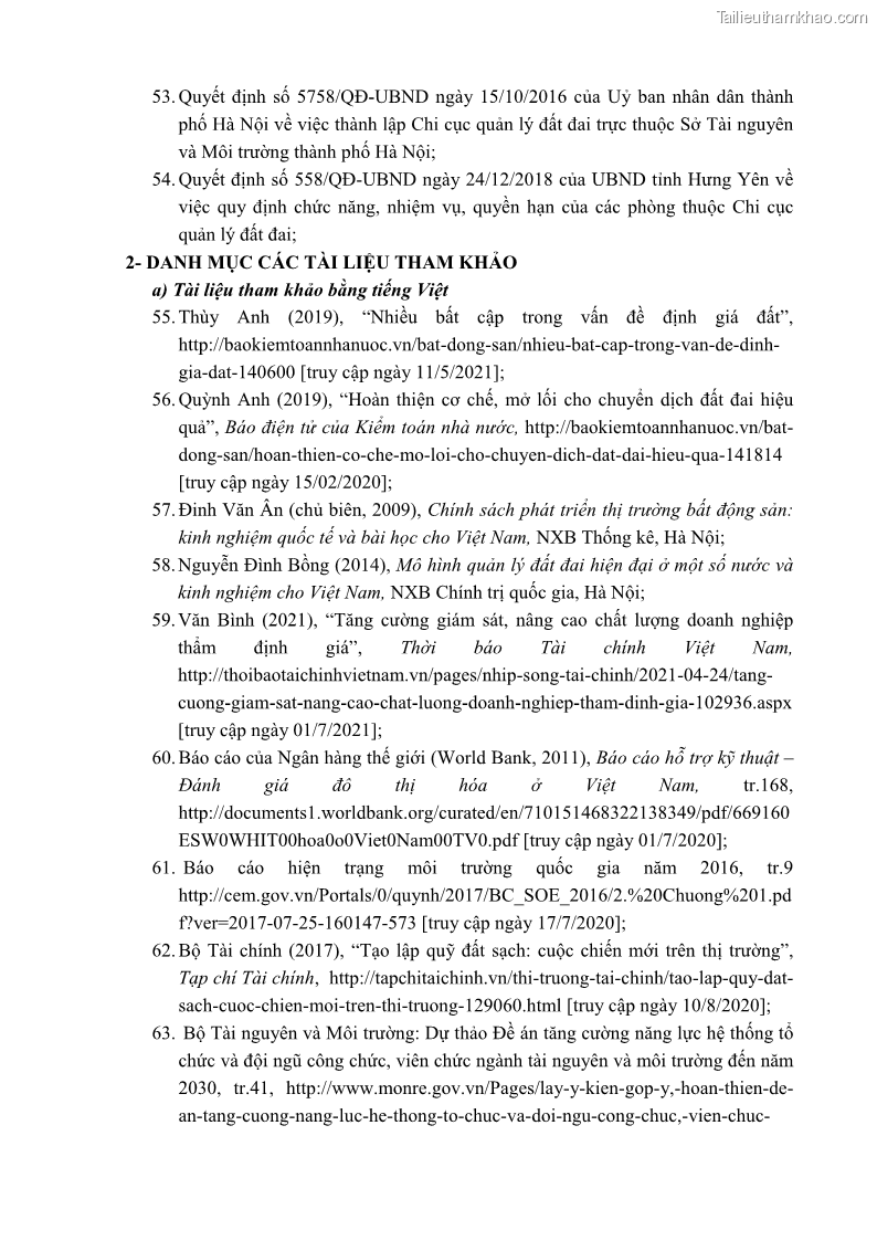 Luận án tiến sĩ luật học Quản lý nhà nước về giá đất - 17 Trang 196