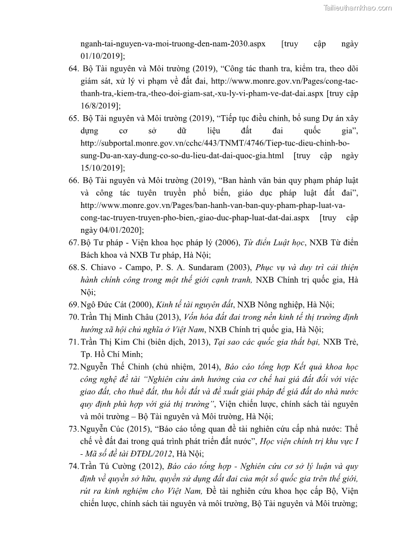 Luận án tiến sĩ luật học Quản lý nhà nước về giá đất - 17 Trang 197