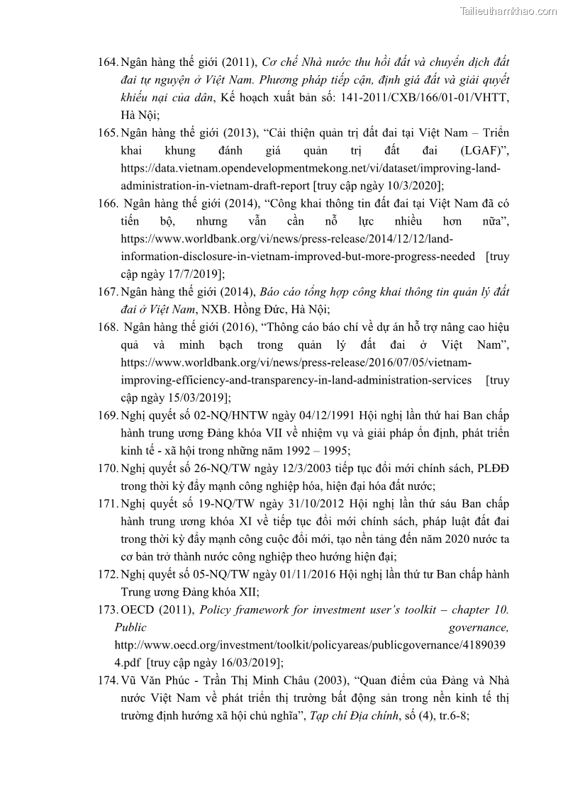 Luận án tiến sĩ luật học Quản lý nhà nước về giá đất - 18 Trang 205