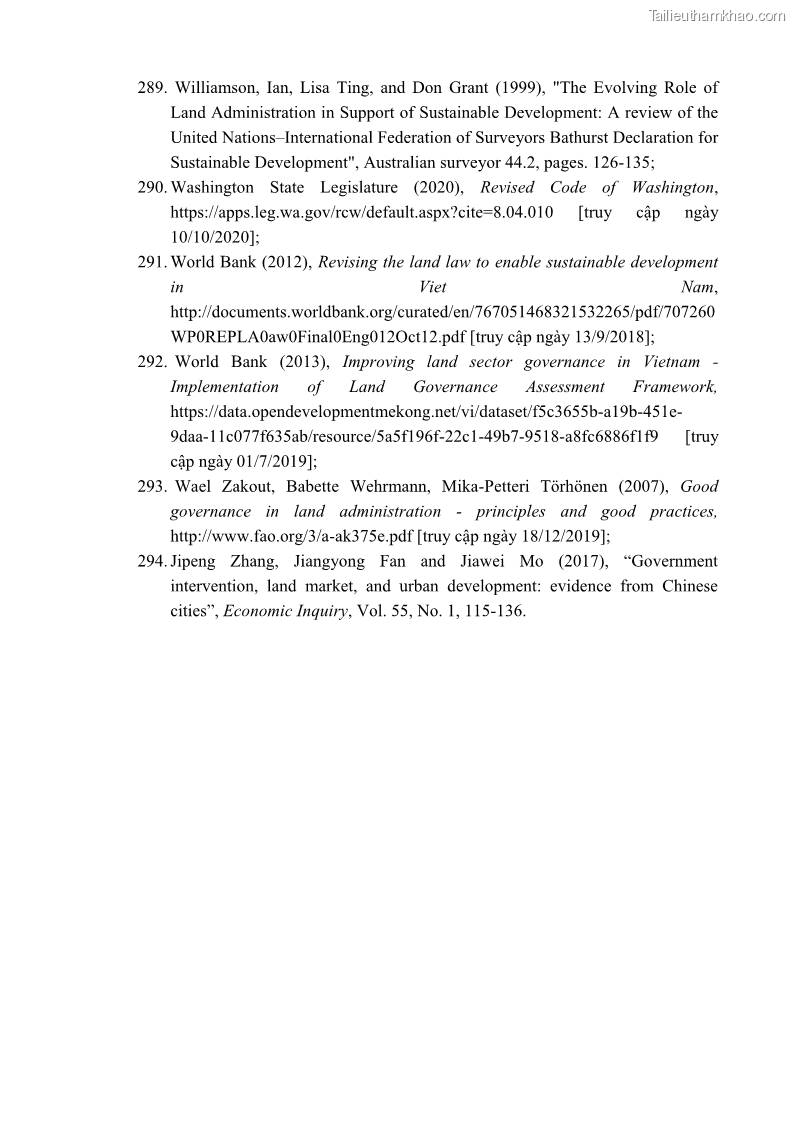 Luận án tiến sĩ luật học Quản lý nhà nước về giá đất - 18 Trang 216