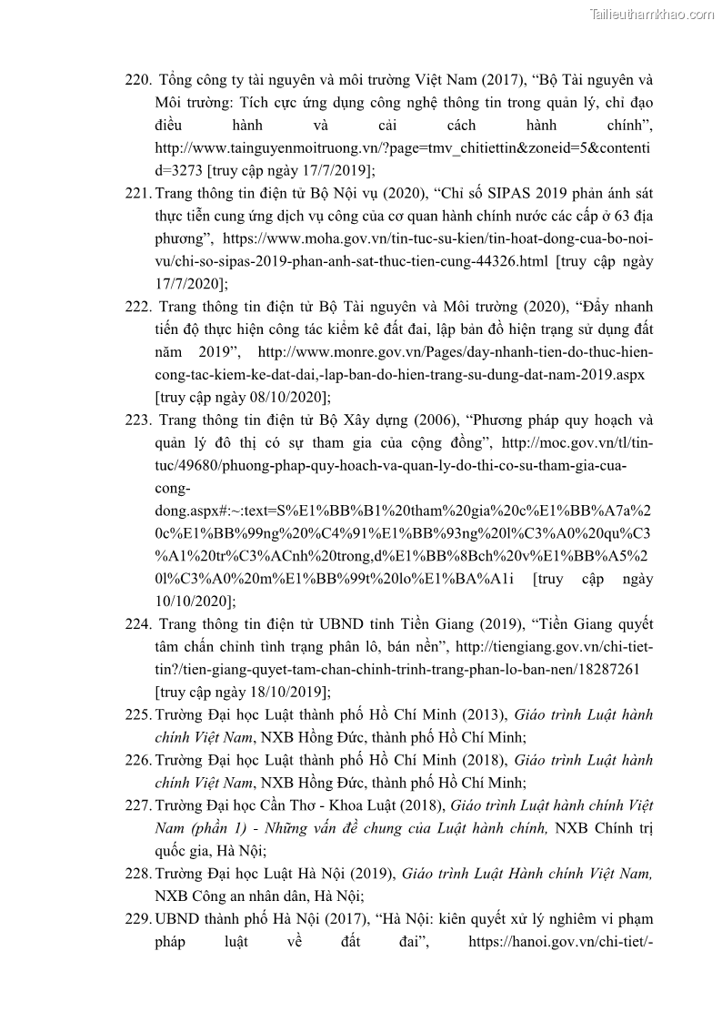Luận án tiến sĩ luật học Quản lý nhà nước về giá đất - 18 Trang 210
