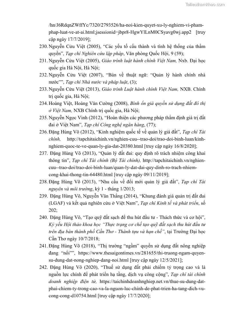 Luận án tiến sĩ luật học Quản lý nhà nước về giá đất - 18 Trang 211