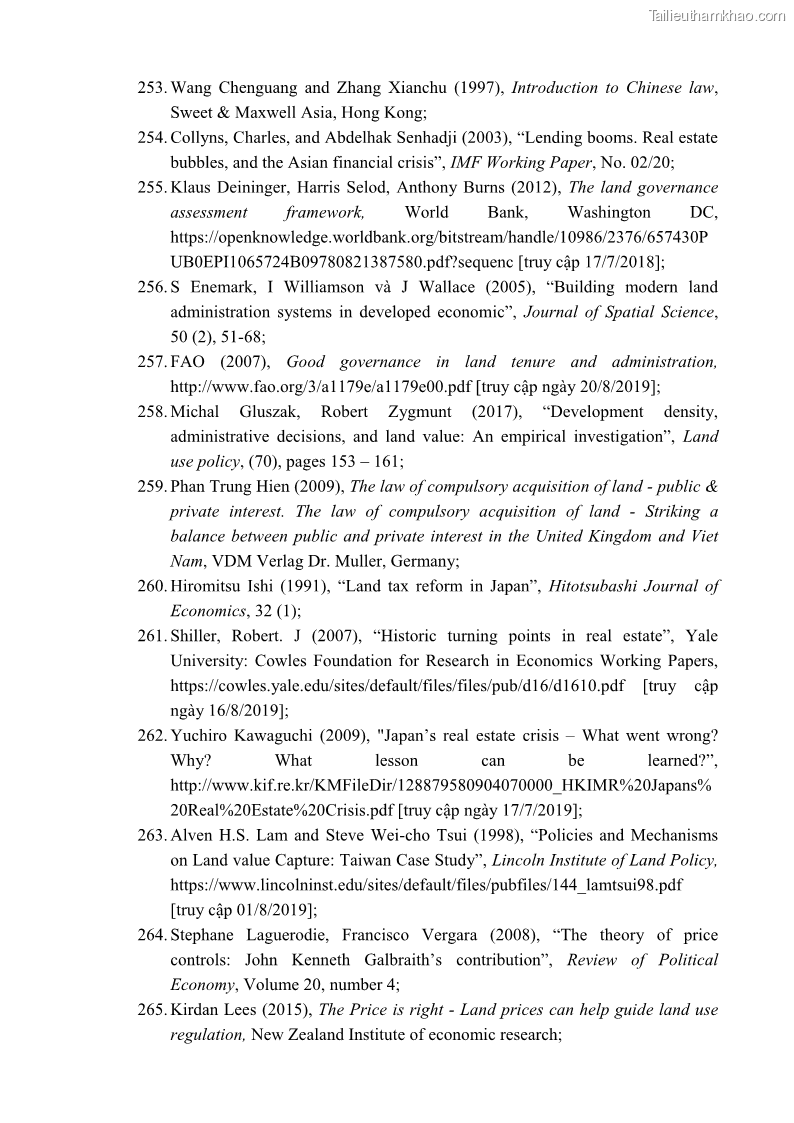 Luận án tiến sĩ luật học Quản lý nhà nước về giá đất - 18 Trang 213
