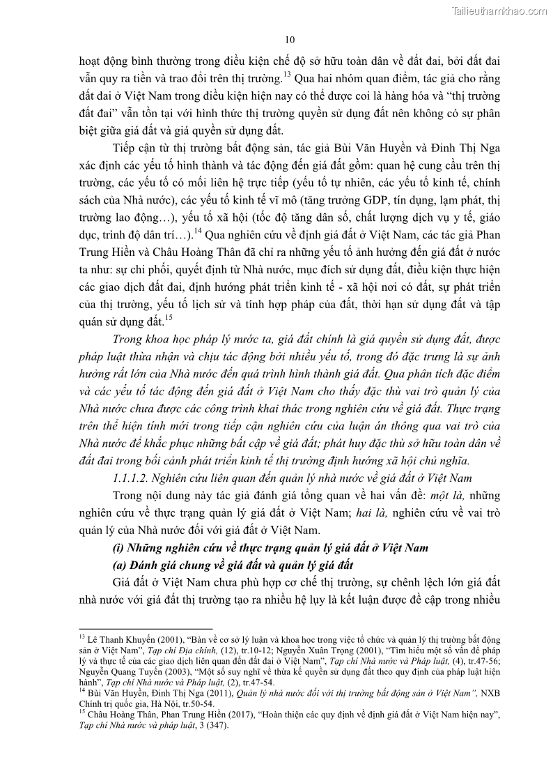 Luận án tiến sĩ luật học Quản lý nhà nước về giá đất - 2 Trang 17