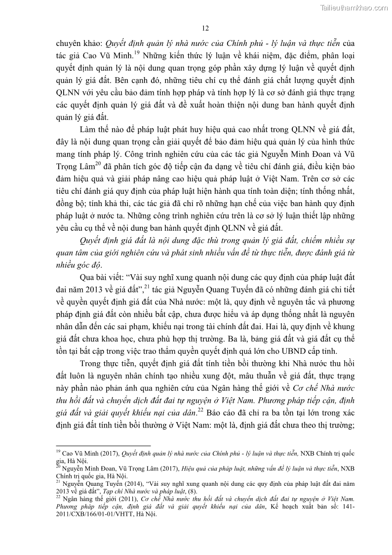 Luận án tiến sĩ luật học Quản lý nhà nước về giá đất - 2 Trang 19