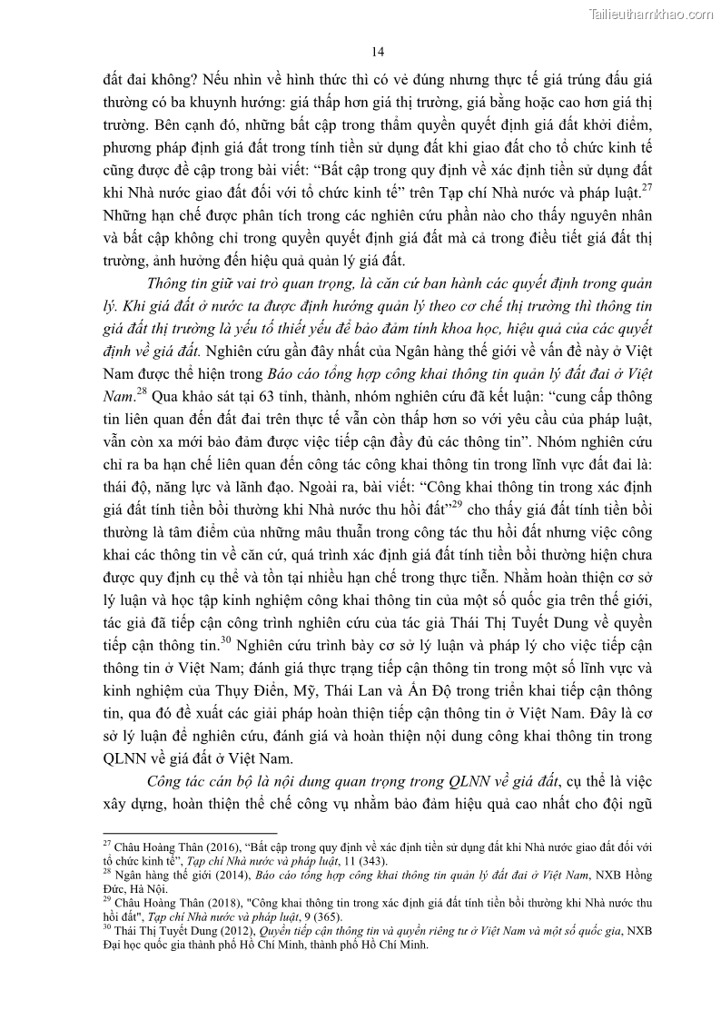 Luận án tiến sĩ luật học Quản lý nhà nước về giá đất - 2 Trang 21