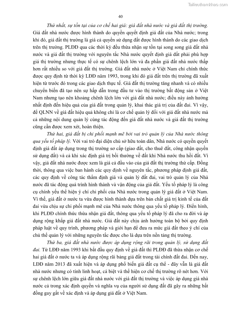 Luận án tiến sĩ luật học Quản lý nhà nước về giá đất - 4 Trang 47