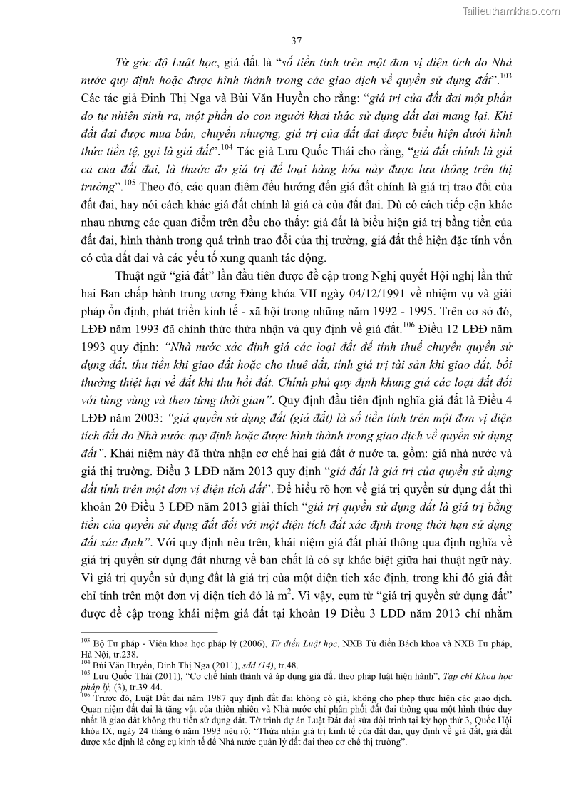 Luận án tiến sĩ luật học Quản lý nhà nước về giá đất - 4 Trang 44