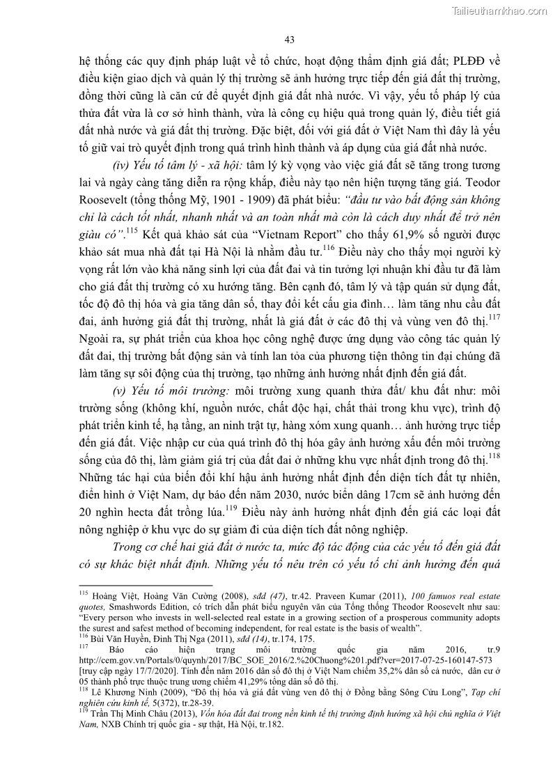 Luận án tiến sĩ luật học Quản lý nhà nước về giá đất - 5 Trang 50