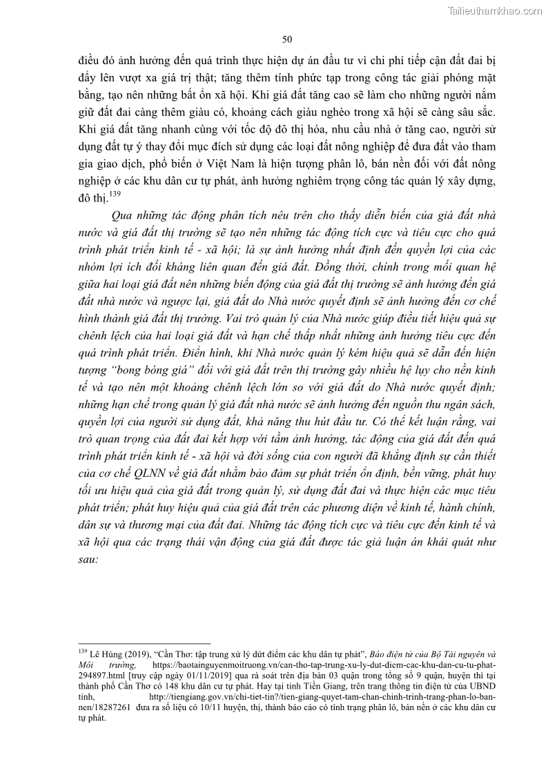 Luận án tiến sĩ luật học Quản lý nhà nước về giá đất - 5 Trang 57