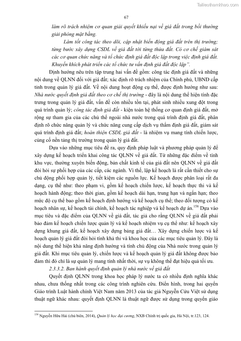 Luận án tiến sĩ luật học Quản lý nhà nước về giá đất - 7 Trang 74