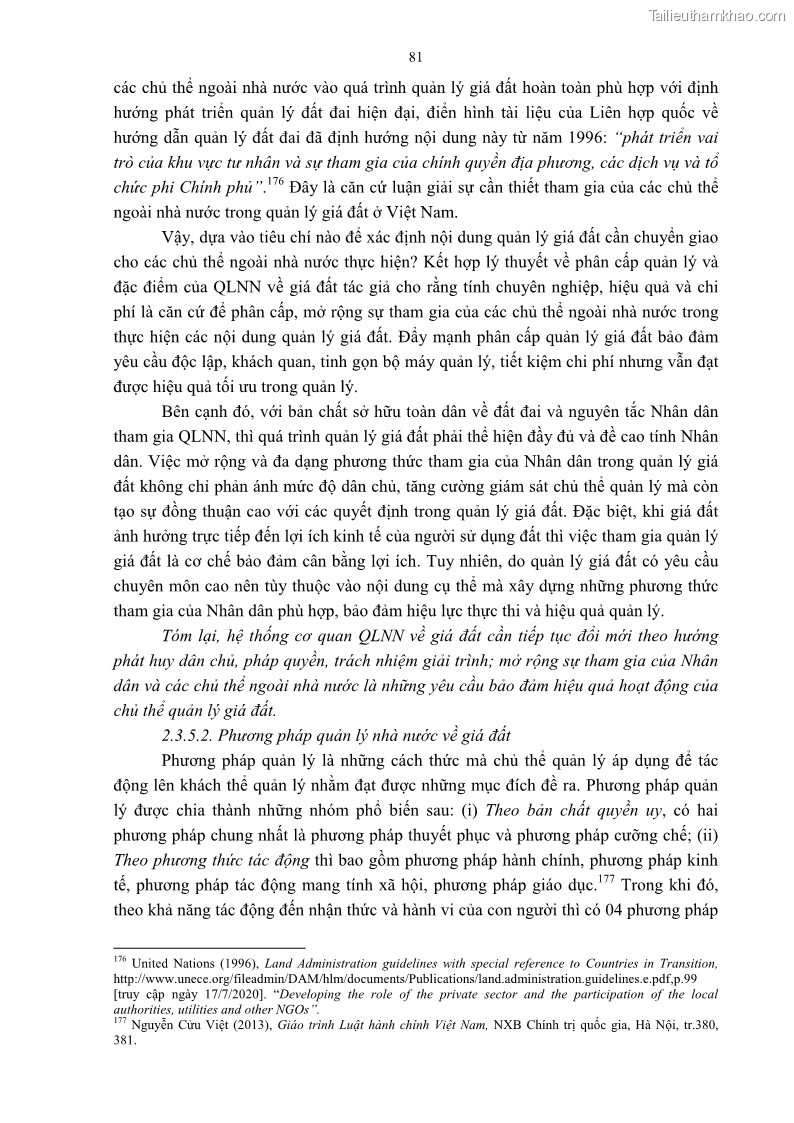 Luận án tiến sĩ luật học Quản lý nhà nước về giá đất - 8 Trang 88