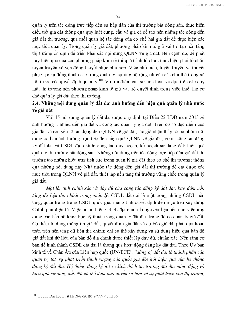 Luận án tiến sĩ luật học Quản lý nhà nước về giá đất - 8 Trang 90
