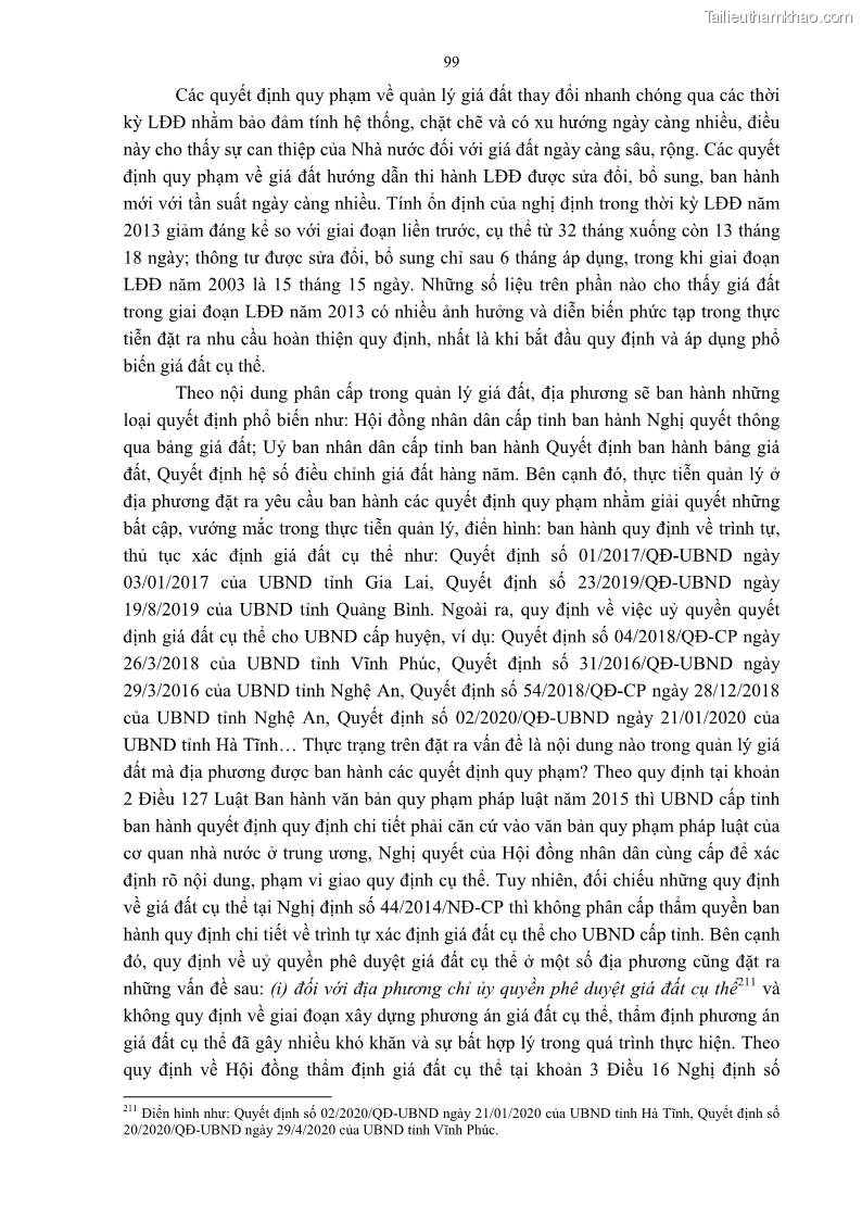 Luận án tiến sĩ luật học Quản lý nhà nước về giá đất - 9 Trang 106