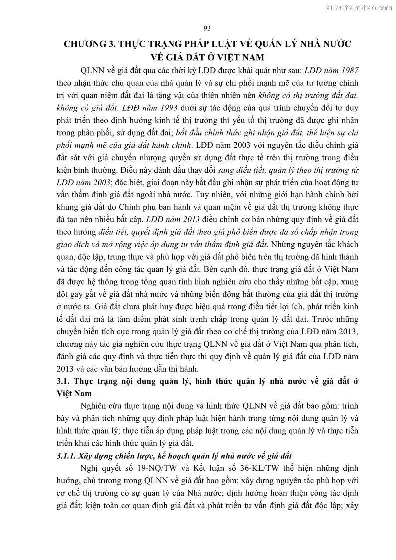 Luận án tiến sĩ luật học Quản lý nhà nước về giá đất - 9 Trang 100