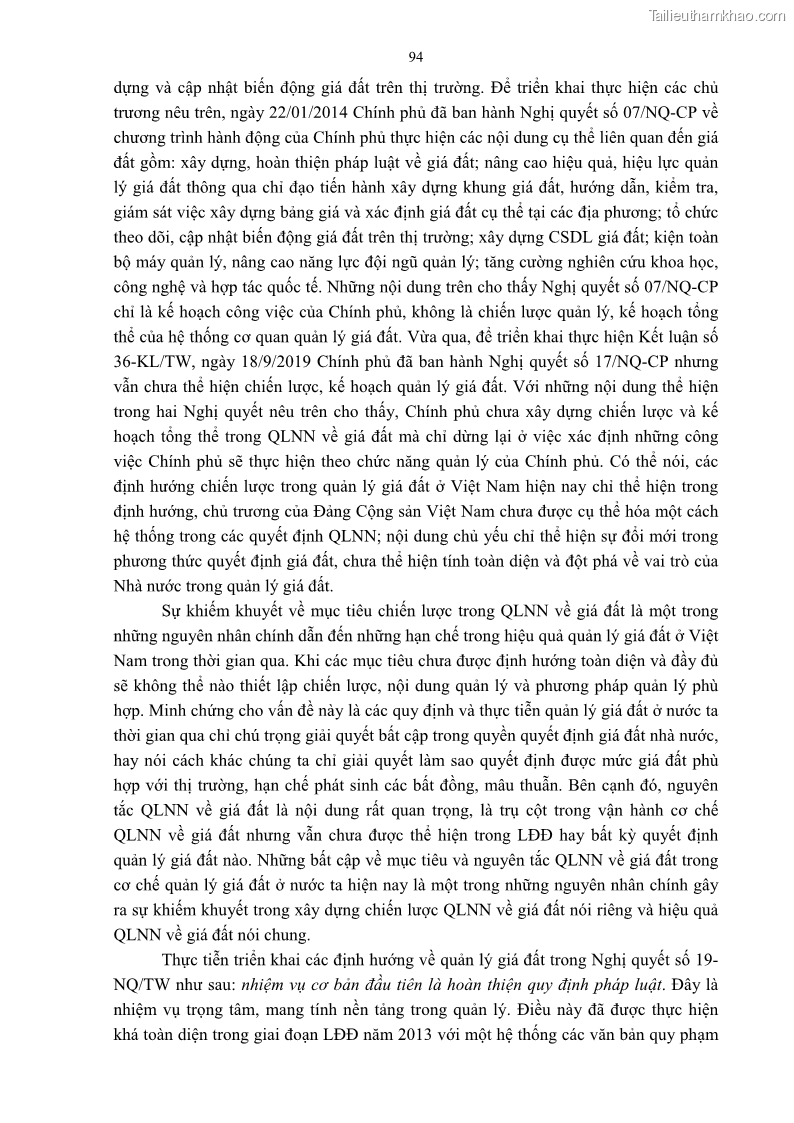 Luận án tiến sĩ luật học Quản lý nhà nước về giá đất - 9 Trang 101