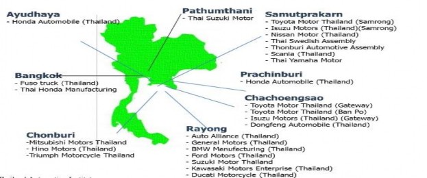 Hình 3 9 Vị trí của các nhà sản xuất ô tô ở Thái Lan Nguồn Viện Nghiên 2