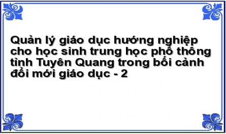 Quản lý giáo dục hướng nghiệp cho học sinh trung học phổ thông tỉnh Tuyên Quang trong bối cảnh đổi mới giáo dục - 2