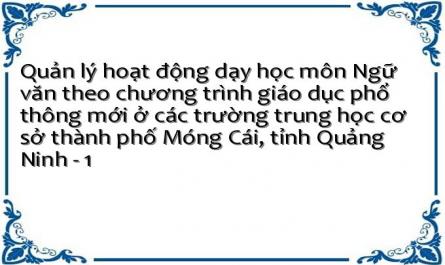 Quản lý hoạt động dạy học môn Ngữ văn theo chương trình giáo dục phổ thông mới ở các trường trung học cơ sở thành phố Móng Cái, tỉnh Quảng Ninh - 1