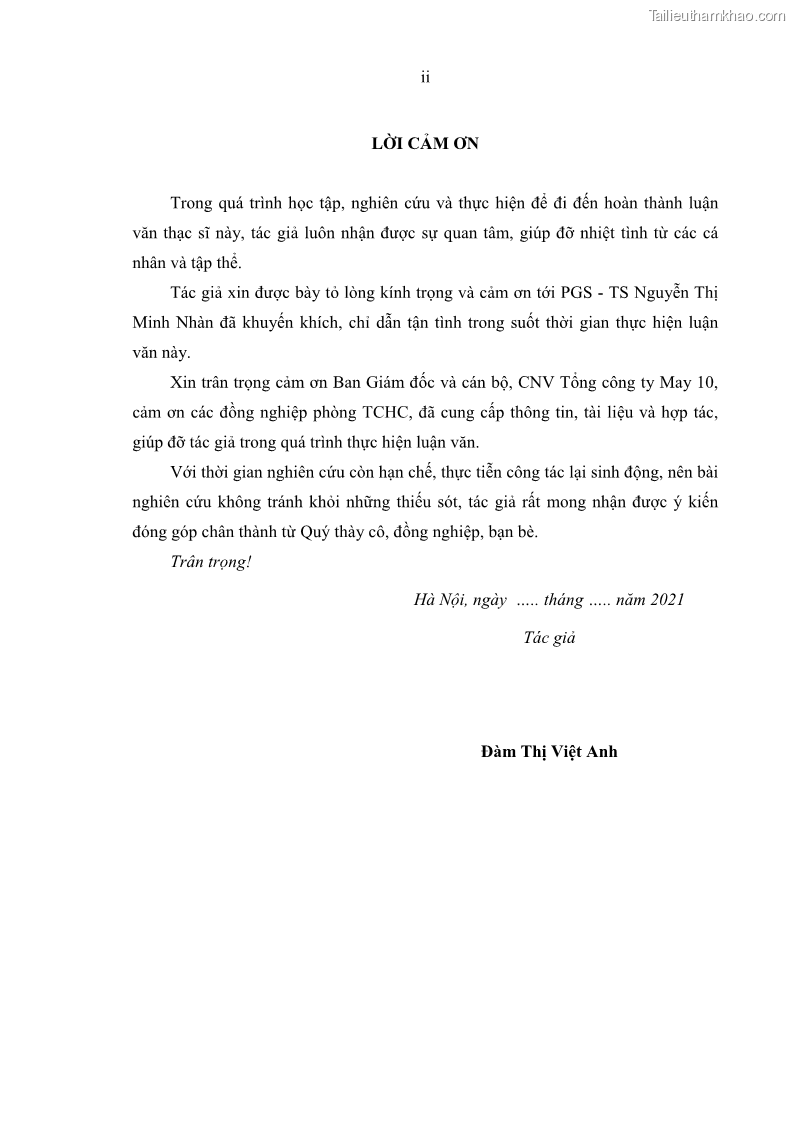 Luận văn thạc sĩ kinh tế Nâng cao chất lượng Nhà quản trị cấp trung tại Tổng công ty May 10 - 1 Trang 4
