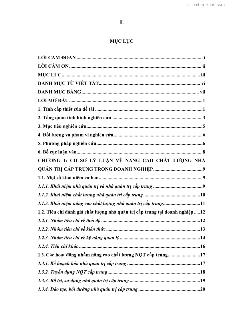 Luận văn thạc sĩ kinh tế Nâng cao chất lượng Nhà quản trị cấp trung tại Tổng công ty May 10 - 1 Trang 5