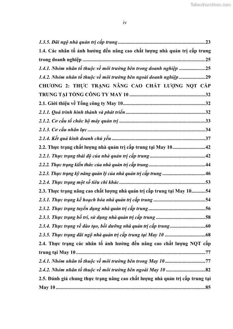 Luận văn thạc sĩ kinh tế Nâng cao chất lượng Nhà quản trị cấp trung tại Tổng công ty May 10 - 1 Trang 6