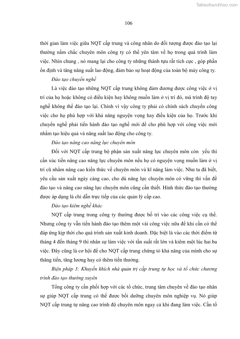 Luận văn thạc sĩ kinh tế Nâng cao chất lượng Nhà quản trị cấp trung tại Tổng công ty May 10 - 10 Trang 116