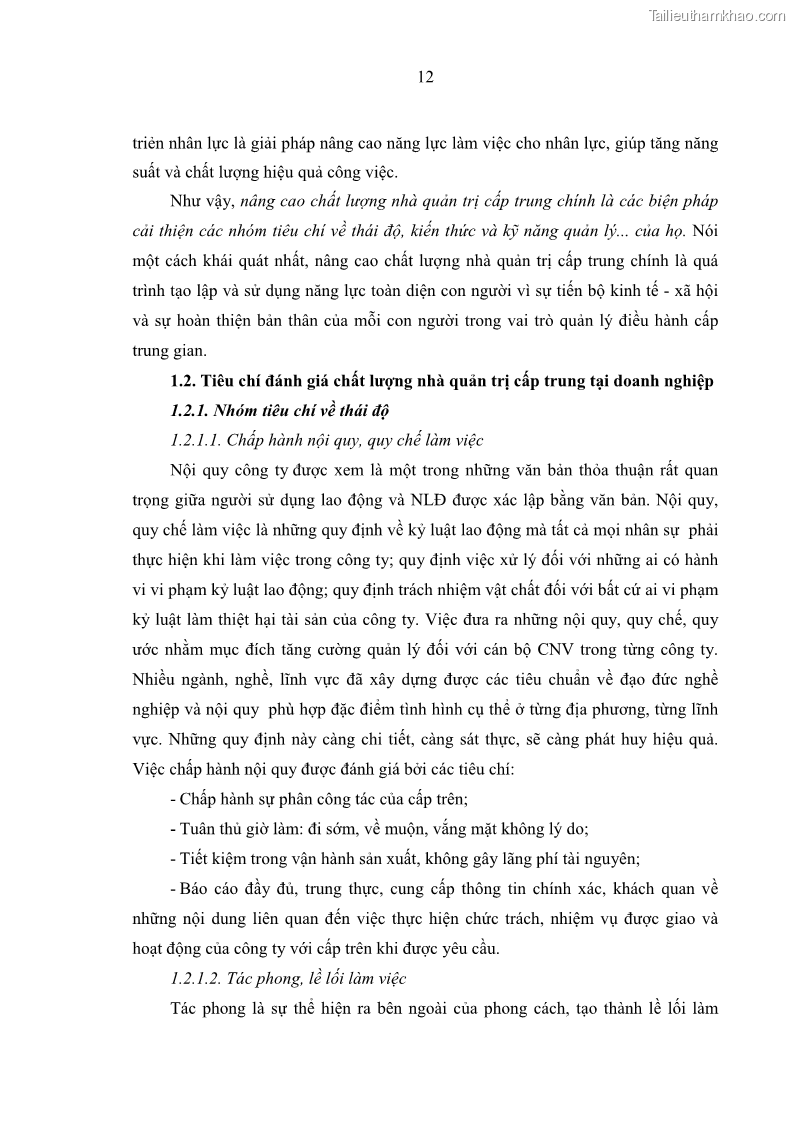 Luận văn thạc sĩ kinh tế Nâng cao chất lượng Nhà quản trị cấp trung tại Tổng công ty May 10 - 2 Trang 22