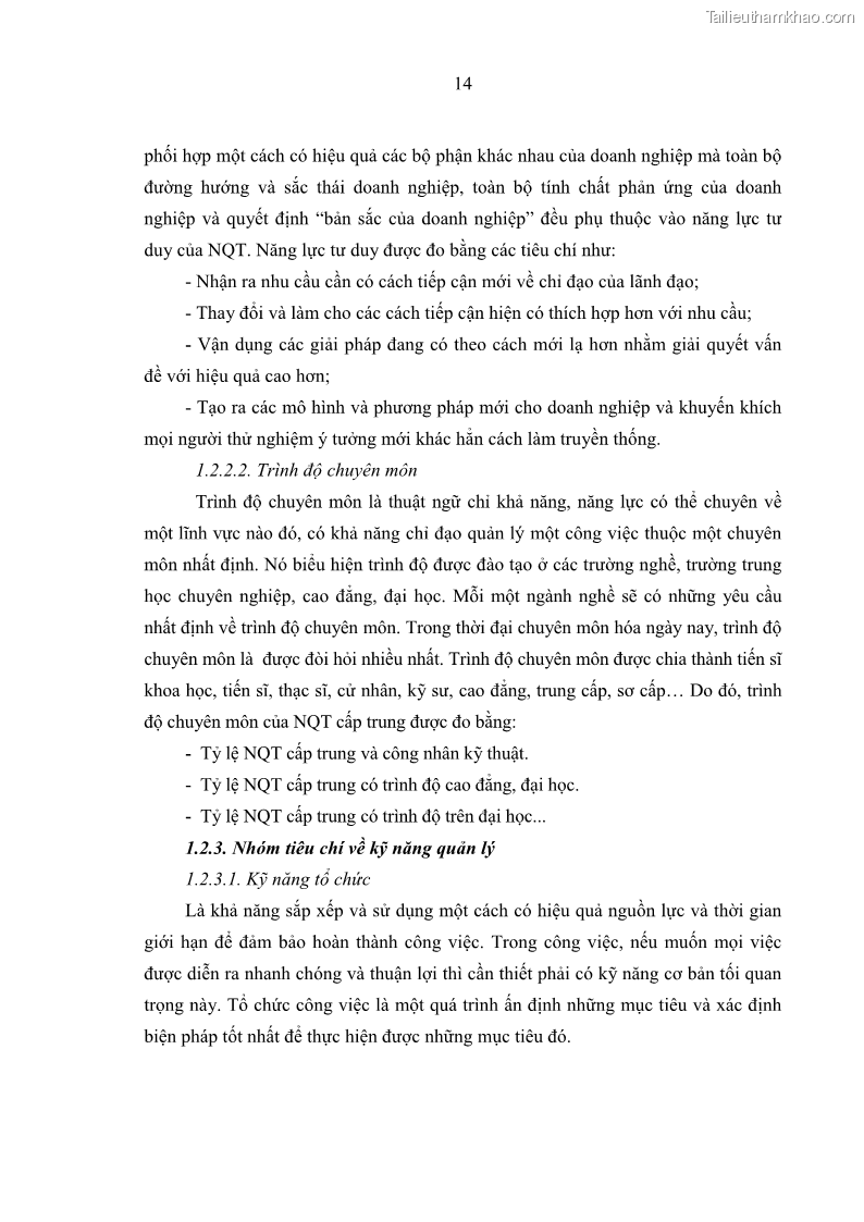 Luận văn thạc sĩ kinh tế Nâng cao chất lượng Nhà quản trị cấp trung tại Tổng công ty May 10 - 2 Trang 24