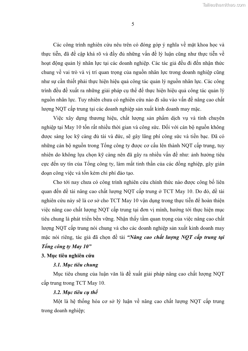 Luận văn thạc sĩ kinh tế Nâng cao chất lượng Nhà quản trị cấp trung tại Tổng công ty May 10 - 2 Trang 15