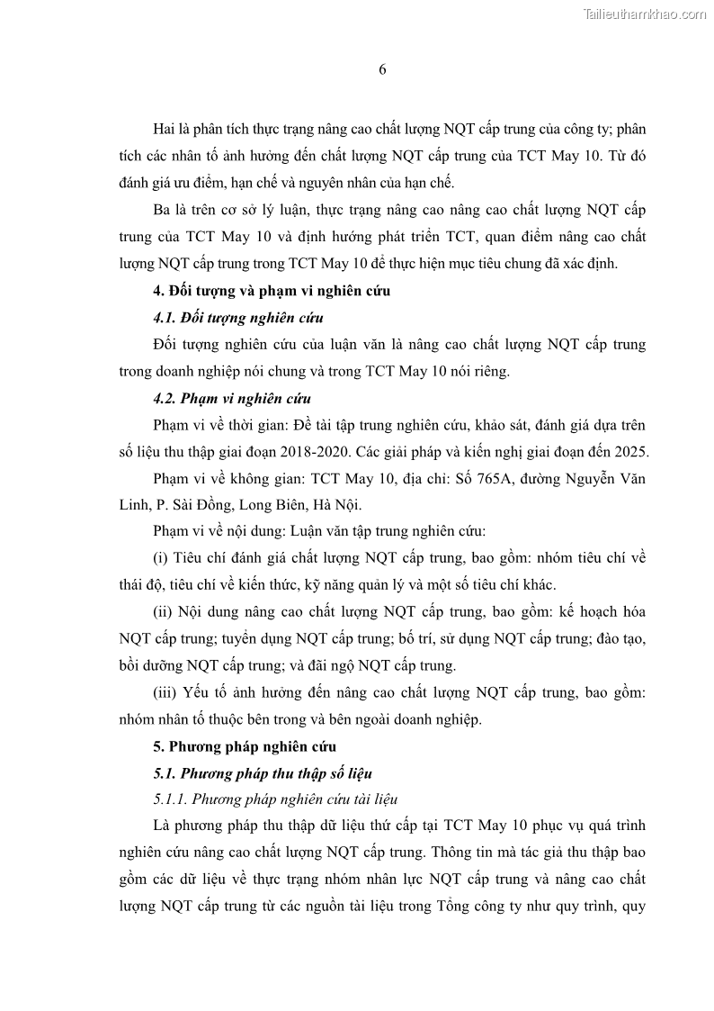 Luận văn thạc sĩ kinh tế Nâng cao chất lượng Nhà quản trị cấp trung tại Tổng công ty May 10 - 2 Trang 16