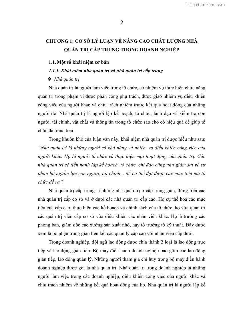 Luận văn thạc sĩ kinh tế Nâng cao chất lượng Nhà quản trị cấp trung tại Tổng công ty May 10 - 2 Trang 19