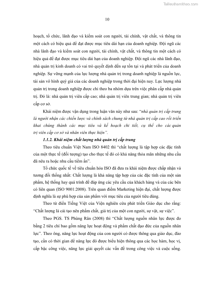Luận văn thạc sĩ kinh tế Nâng cao chất lượng Nhà quản trị cấp trung tại Tổng công ty May 10 - 2 Trang 20