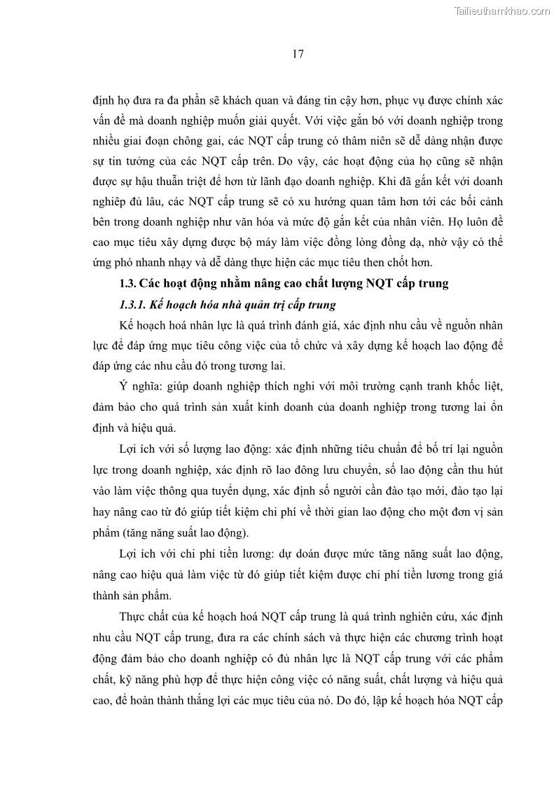Luận văn thạc sĩ kinh tế Nâng cao chất lượng Nhà quản trị cấp trung tại Tổng công ty May 10 - 3 Trang 27