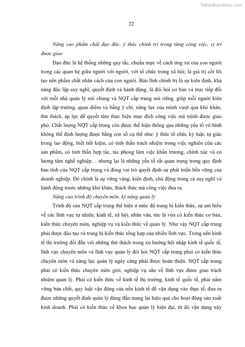 Luận văn thạc sĩ kinh tế Nâng cao chất lượng Nhà quản trị cấp trung tại Tổng công ty May 10 - 3 Trang 32
