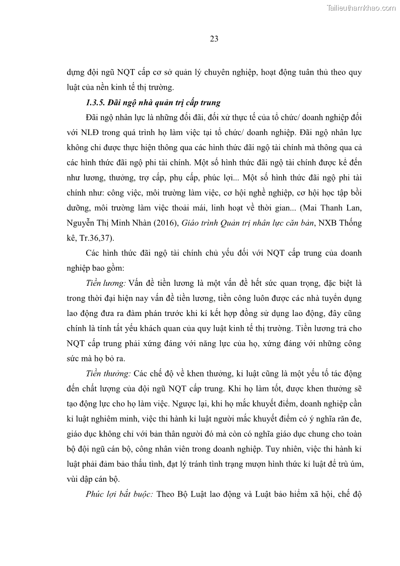 Luận văn thạc sĩ kinh tế Nâng cao chất lượng Nhà quản trị cấp trung tại Tổng công ty May 10 - 3 Trang 33