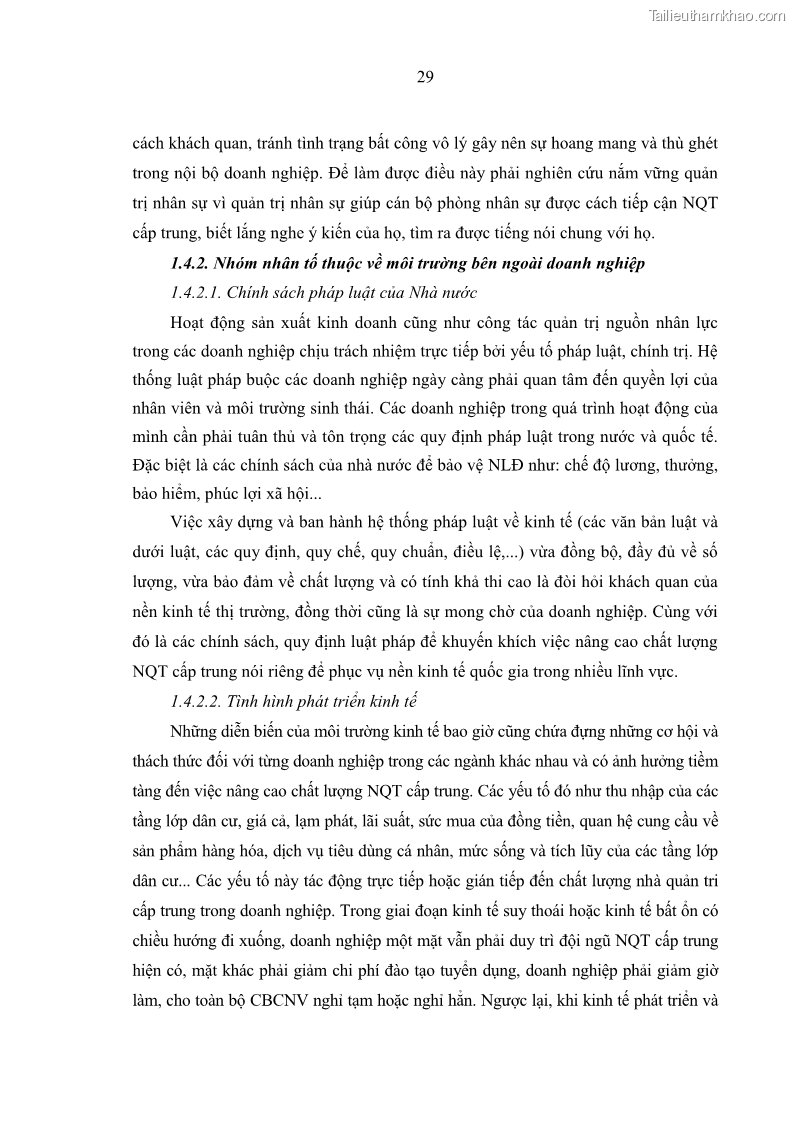 Luận văn thạc sĩ kinh tế Nâng cao chất lượng Nhà quản trị cấp trung tại Tổng công ty May 10 - 4 Trang 39