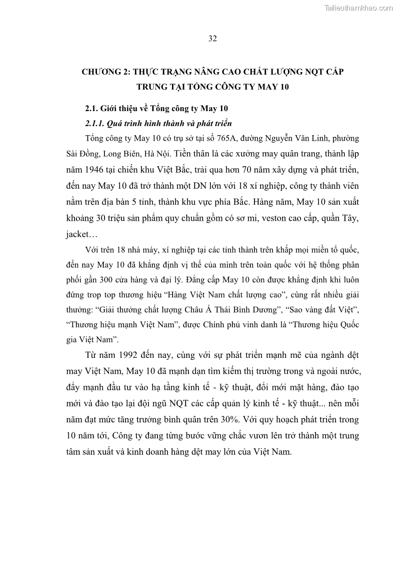 Luận văn thạc sĩ kinh tế Nâng cao chất lượng Nhà quản trị cấp trung tại Tổng công ty May 10 - 4 Trang 42