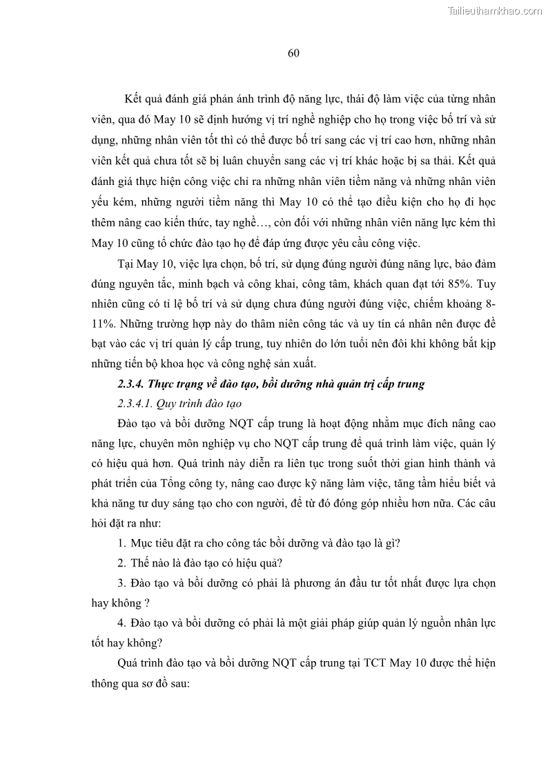 Luận văn thạc sĩ kinh tế Nâng cao chất lượng Nhà quản trị cấp trung tại Tổng công ty May 10 - 6 Trang 70